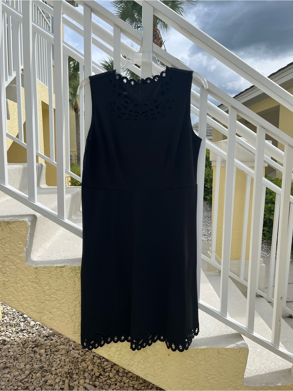 Talbots Black Sleeveless Lace Trim Ponte Knit